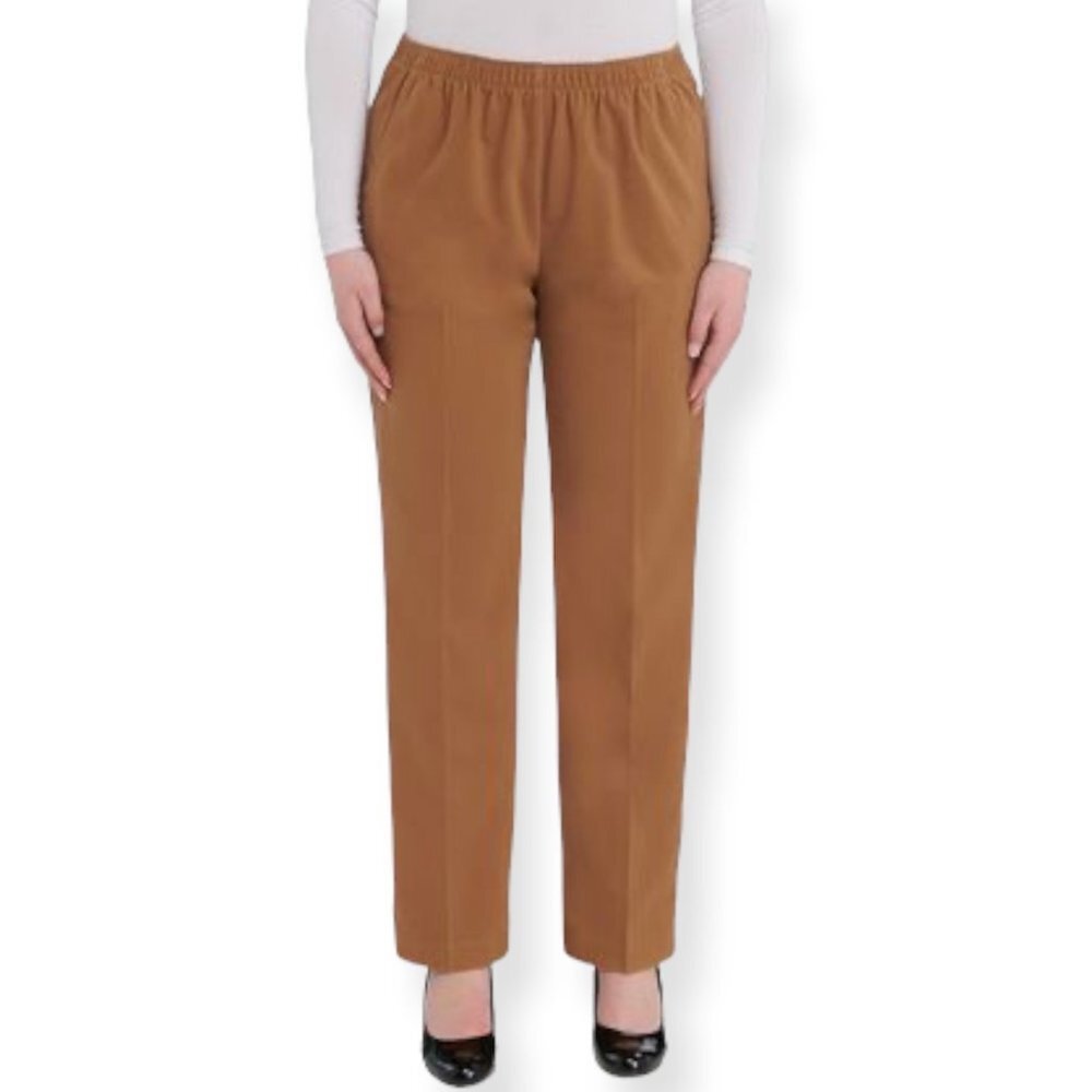 Alia Women's Pull On Straight Cord Pant - Taupe